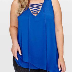 Asymmetrical lace-up tunic